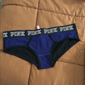 PINK Victoria’s Secret Blue Black Signature Band Extra Low Rise Hipster Panty
